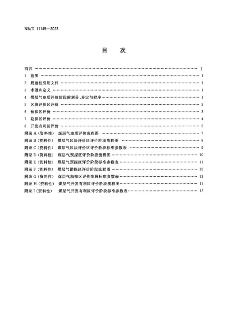 NB/T 11145-2023 煤层气勘探开发选区地质评价方法第2页预览图