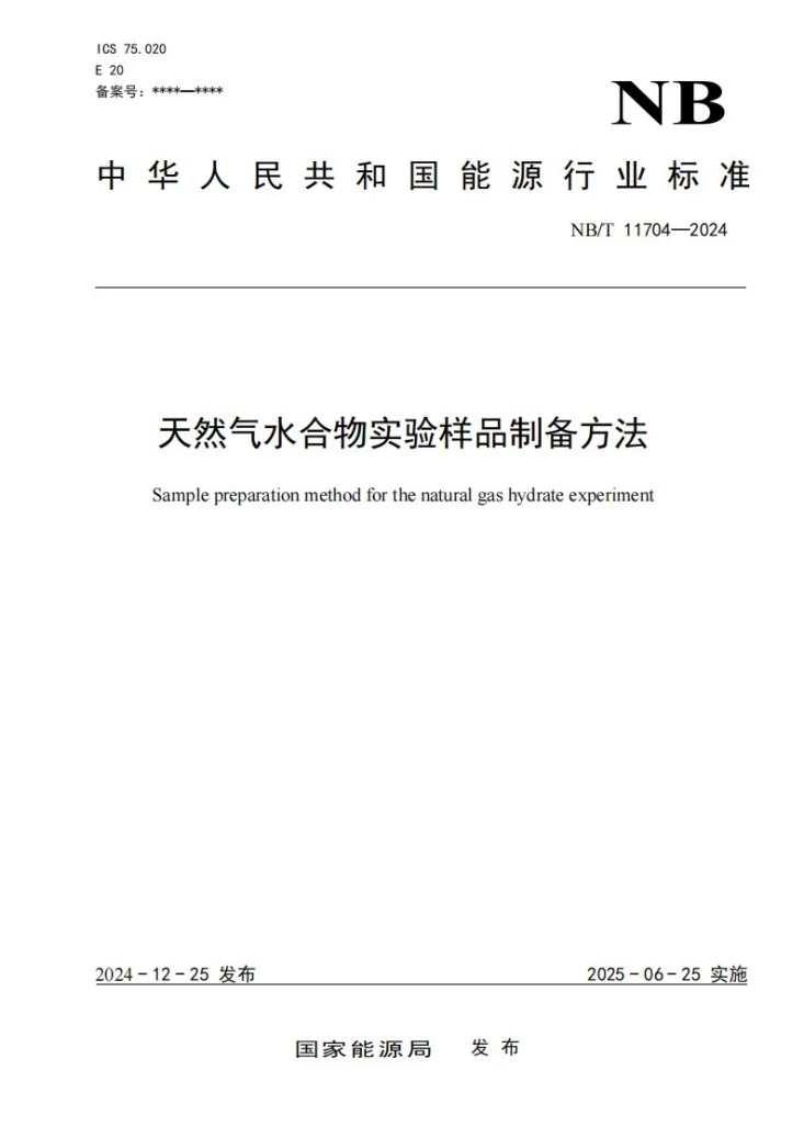 NB/T 11704-2024 天然气水合物实验样品制备方法第1页预览图