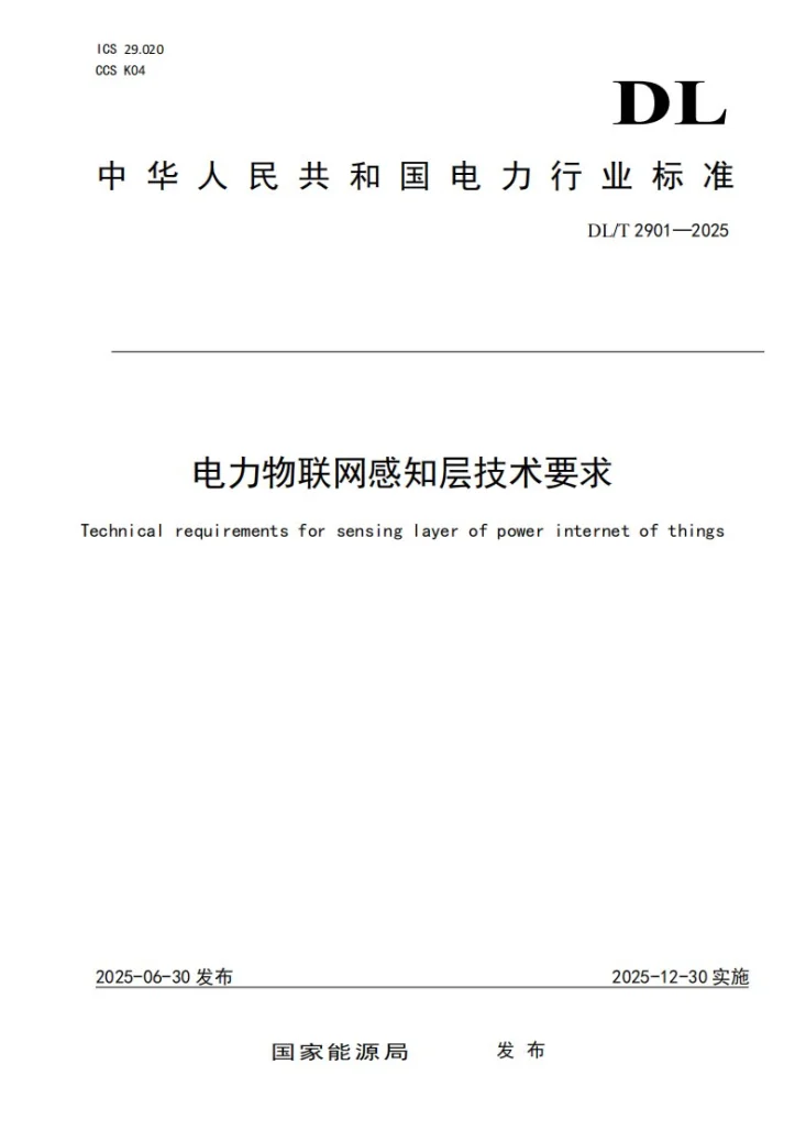 DL/T 2901-2025 电力物联网感知层技术要求第1页预览图