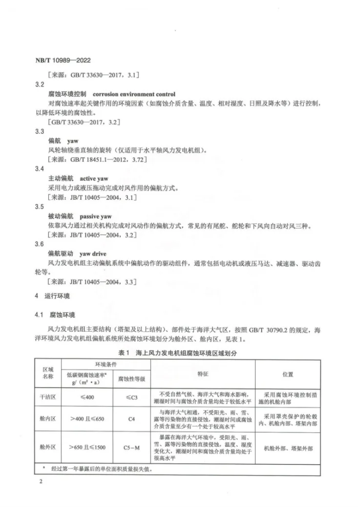 NB/T 10989-2022 海上风力发电机组偏航系统防腐设计要求第3页预览图