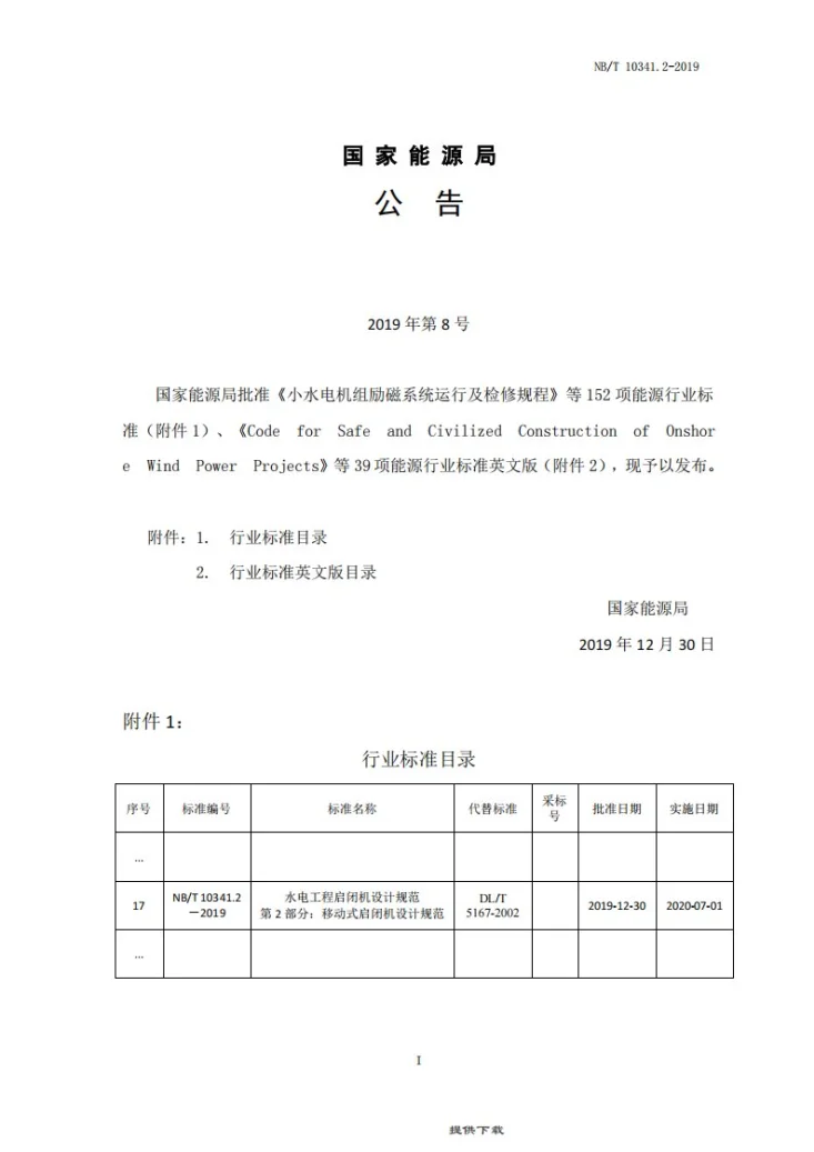 NB/T 10341.2-2019 水电工程启闭机设计规范 第2部分：移动式启闭机设计规范第3页预览图