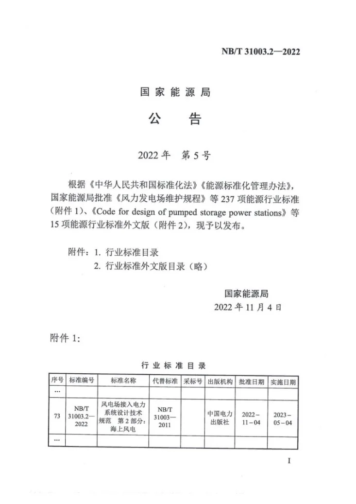 NB/T 31003.2-2022 风电场接入电力系统设计技术规范 第2部分：海上风电第2页预览图