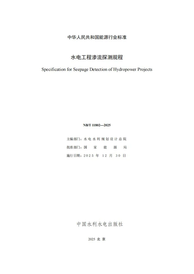 NB/T 11802-2025 水电工程渗流探测规程第2页预览图