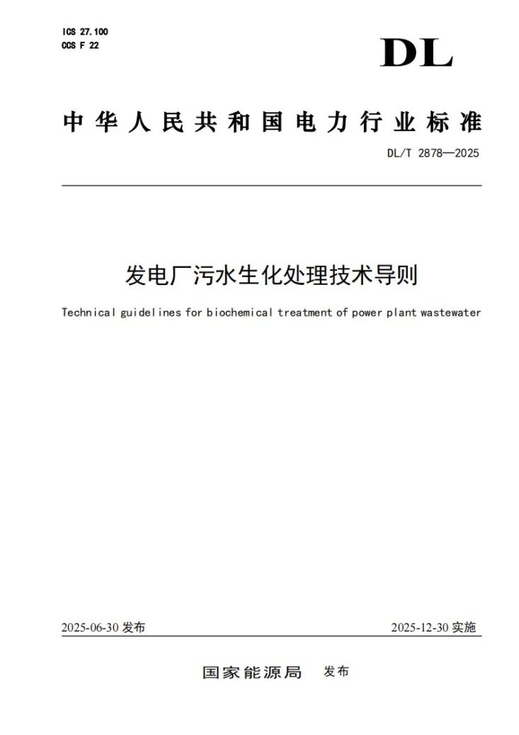 DL/T 2878-2025 发电厂污水生化处理技术导则第1页预览图