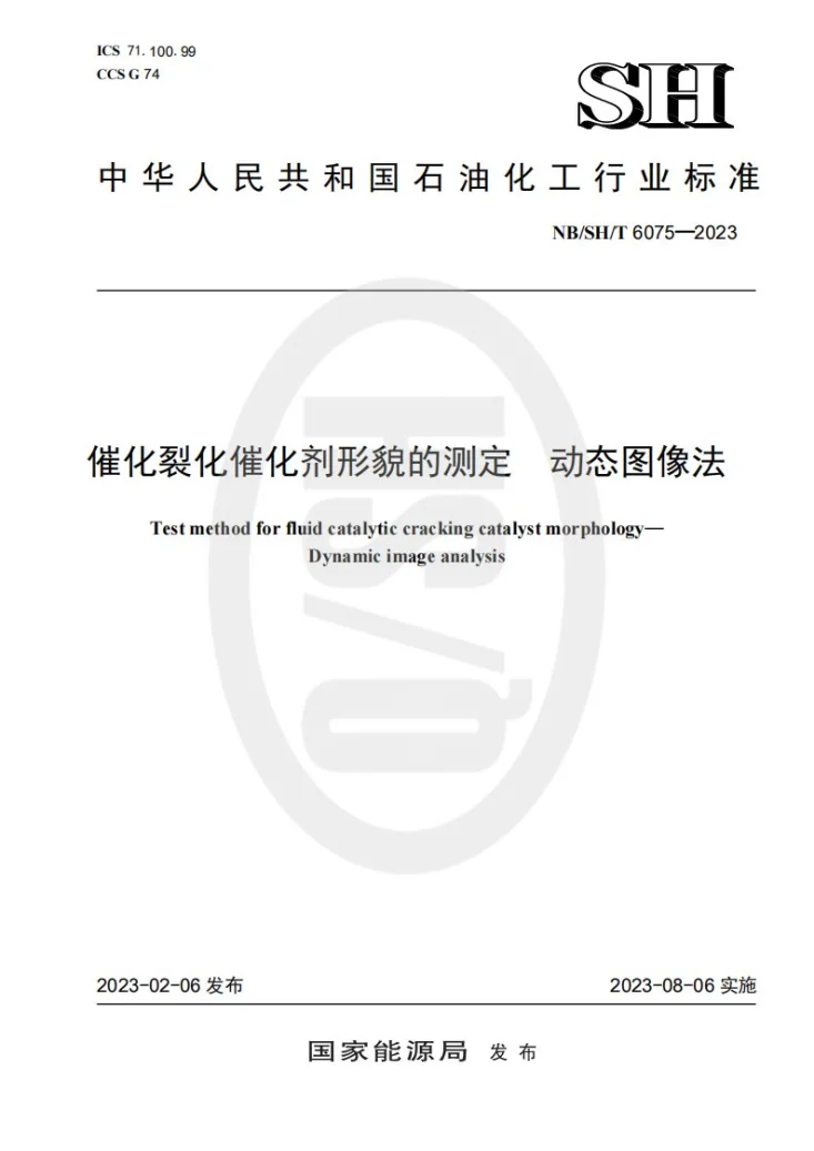 NB/SH/T 6075-2023 催化裂化催化剂形貌的测定 动态图像法第1页预览图