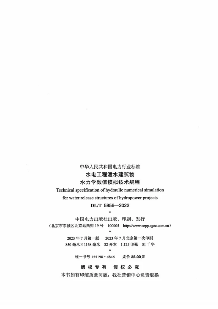 DL/T 5856-2022 水电工程泄水建筑物水力学数值模拟技术规程第3页预览图