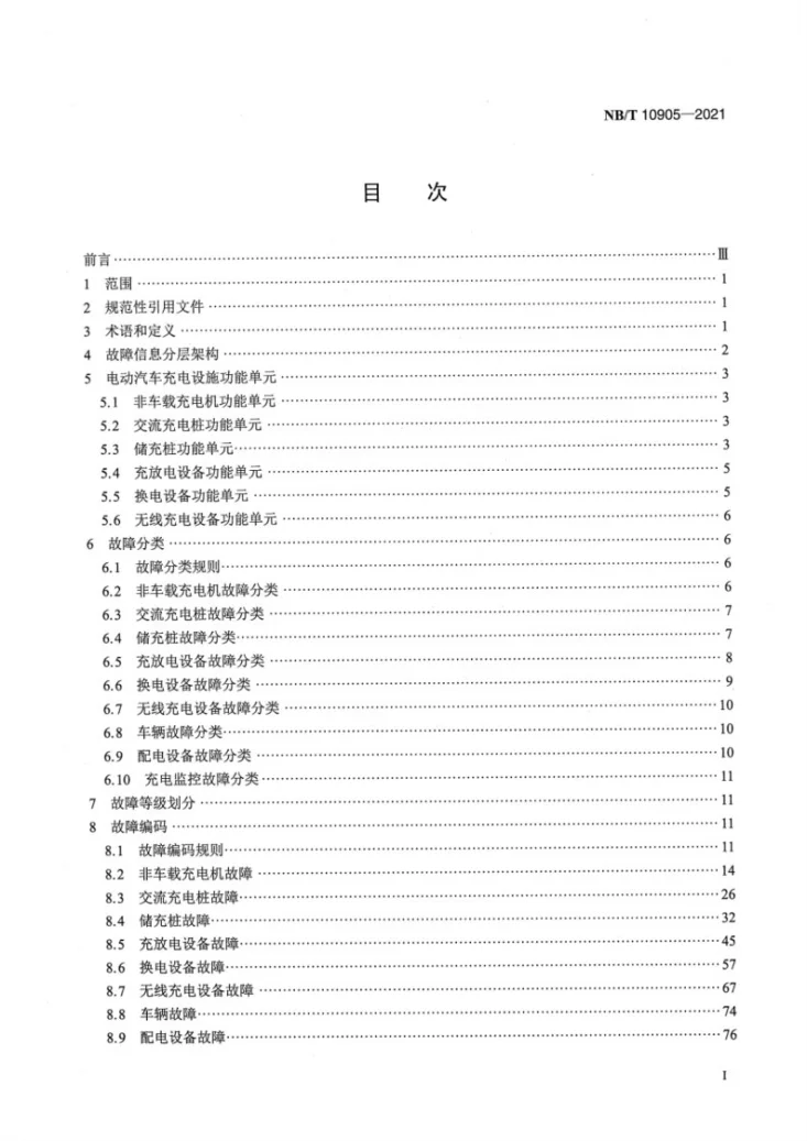 NB/T 10905-2021 电动汽车充电设施故障分类及代码第2页预览图