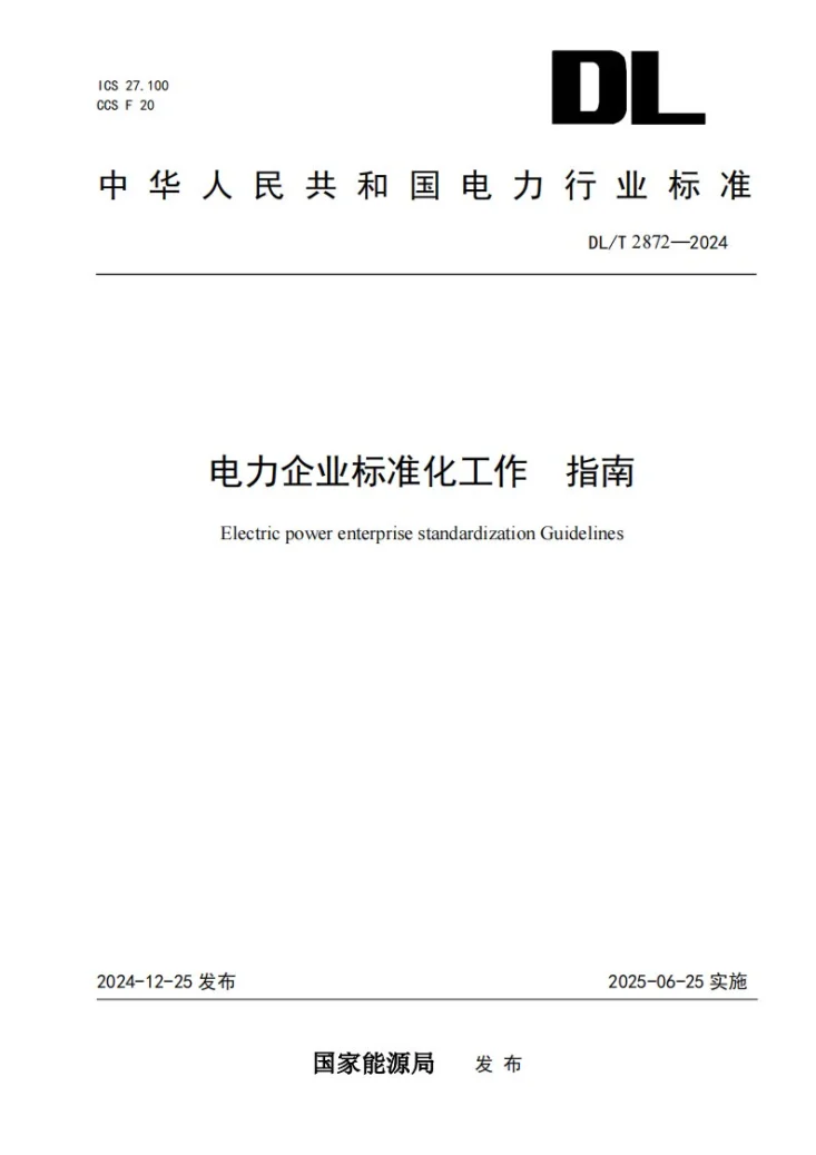 DL/T 2872-2024 电力企业标准化工作 指南第1页预览图