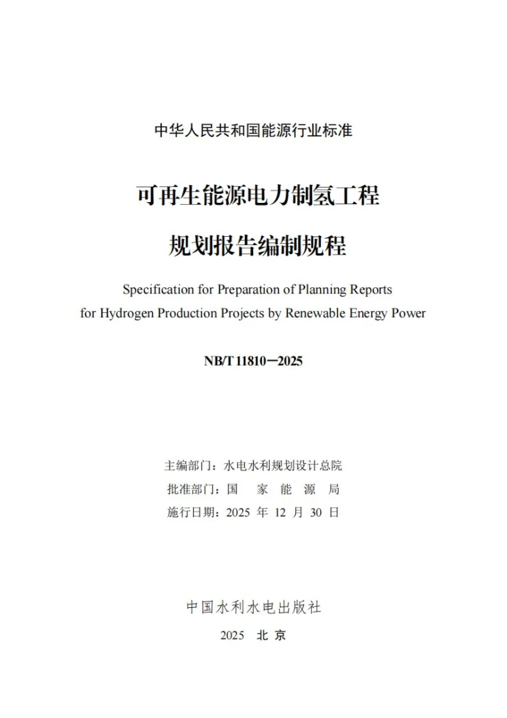 NB/T 11810-2025 可再生能源电力制氢工程规划报告编制规程第3页预览图