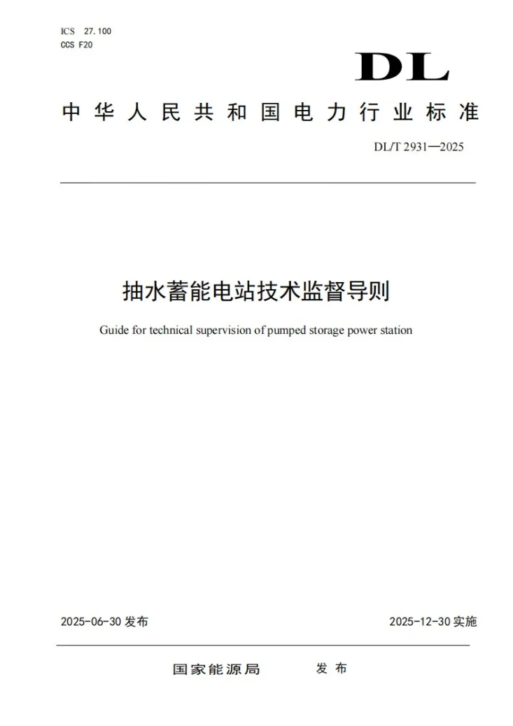 DL/T 2931-2025 抽水蓄能电站技术监督导则第1页预览图