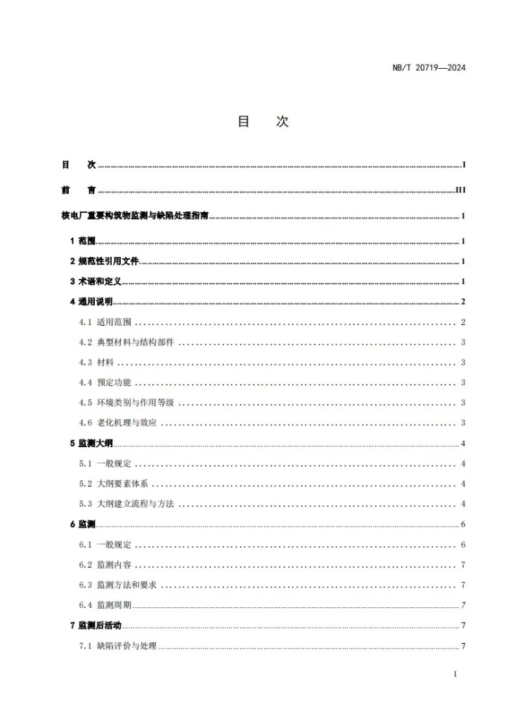 NB/T 20719-2024 核电厂重要构筑物监测与缺陷处理指南第2页预览图
