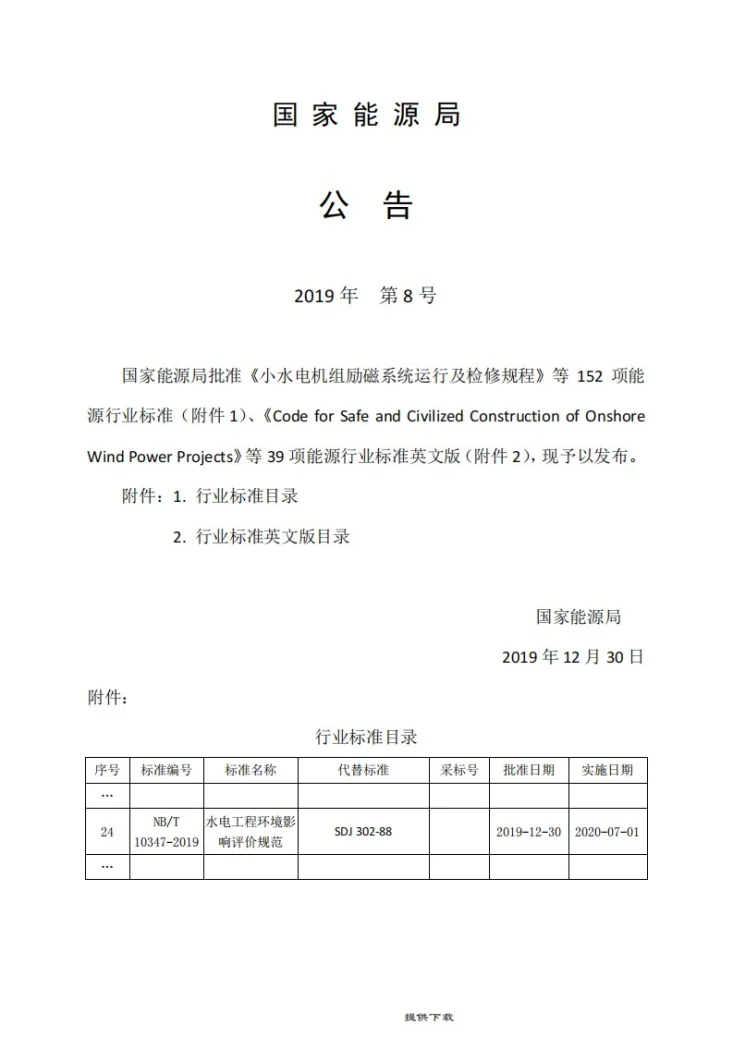 NB/T 10347-2019 水电工程环境影响评价规范第3页预览图