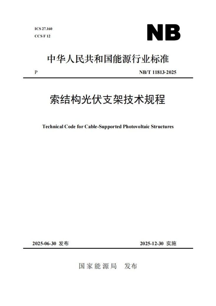 NB/T 11813-2025 索结构光伏支架技术规程第1页预览图