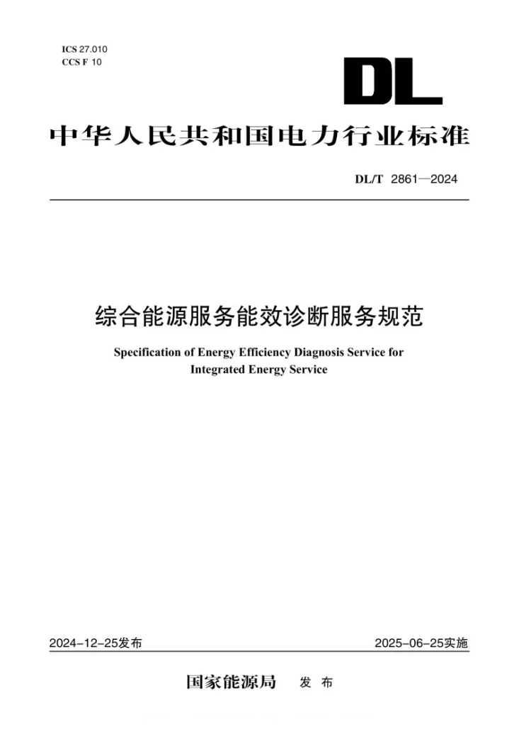 DL/T 2861-2024 综合能源服务能效诊断服务规范第1页预览图