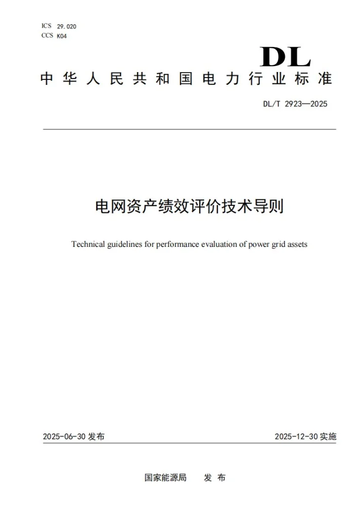 DL/T 2923-2025 电网资产绩效评价技术导则第1页预览图