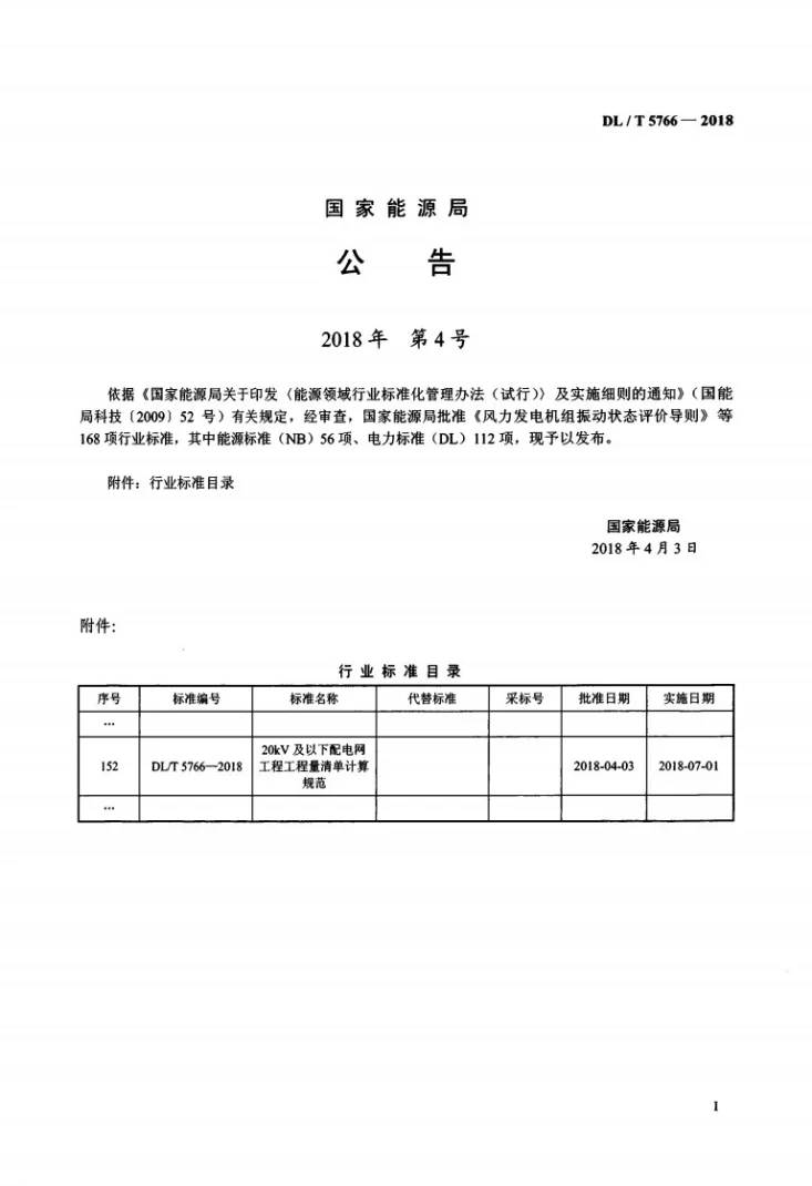 DL/T 5766-2018 20kV及以下配电网工程工程量清单计算规范第3页预览图
