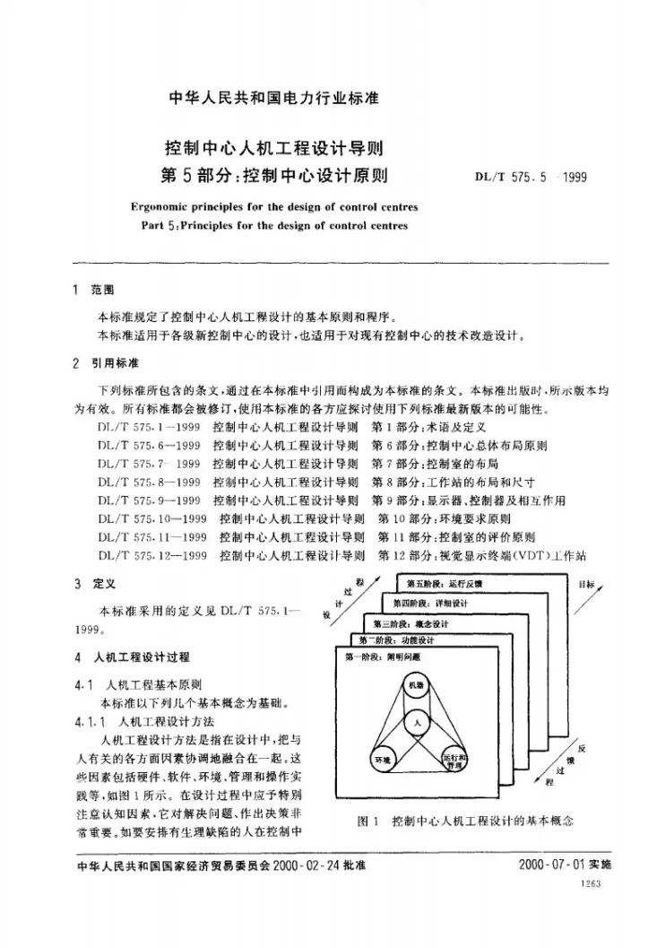 DL/T 575.5-1999 控制中心人机工程设计导则 第5部分:控制中心设计原则第2页预览图