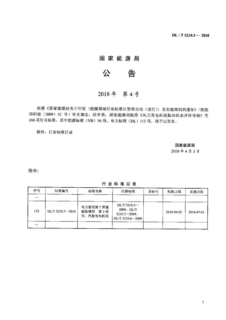 DL/T 5210.3-2018 电力建设施工质量验收规程 第3部分：汽轮发电机组第3页预览图