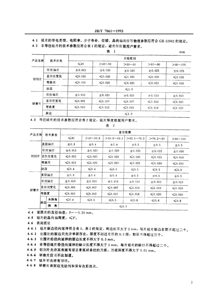 JB/T 7061-1993 电力半导体器件用硅圆片第3页预览图