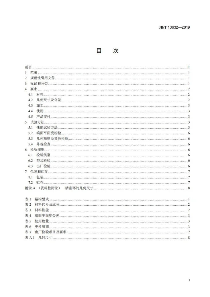 JB/T 13632-2019 无油往复活塞压缩机用填充聚四氟乙烯活塞环第2页预览图