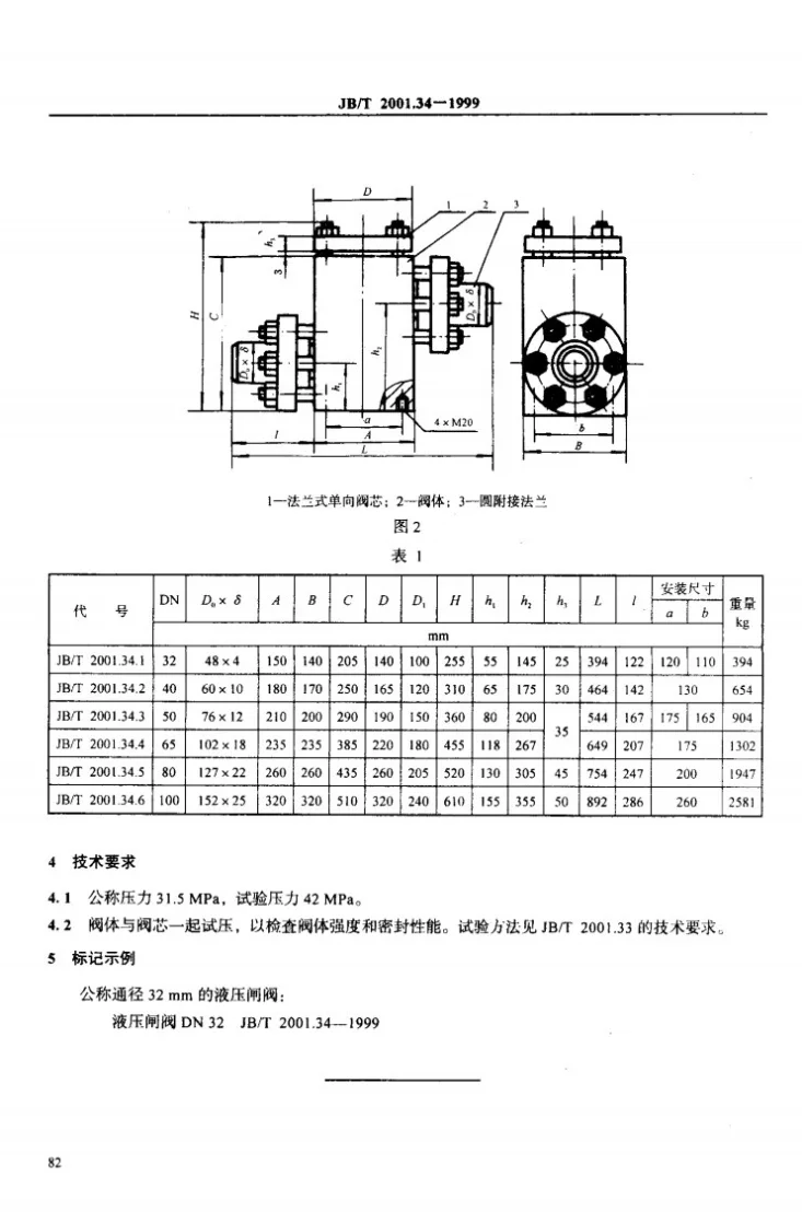 JB/T 2001.34-1999 水系统 单向阀(PN=31.5MPa)第3页预览图