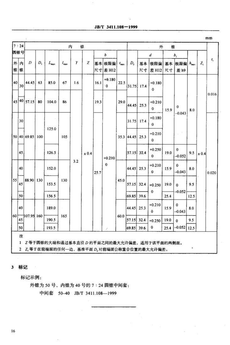 JB/T 3411.108-1999 7:24圆锥中间套 尺寸第3页预览图