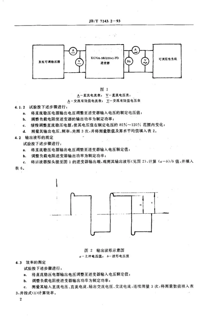 JB/T 7143.2-1993 风力发电机组用逆变器 试验方法第3页预览图
