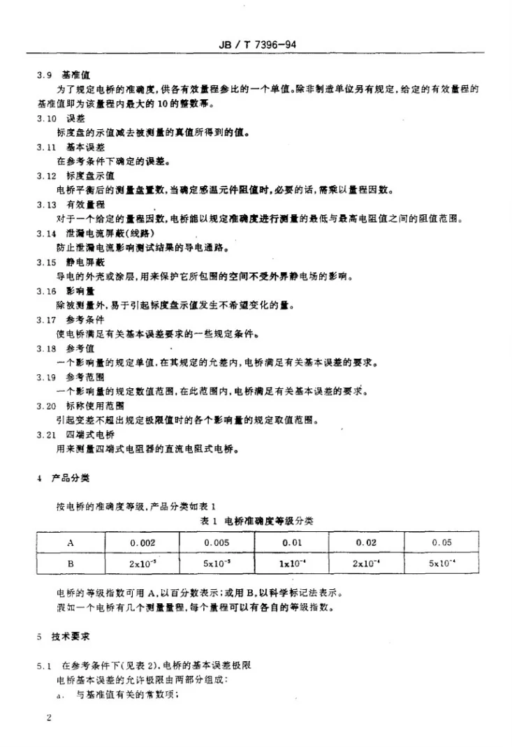 JB/T 7396-1994 直流测温电桥第3页预览图