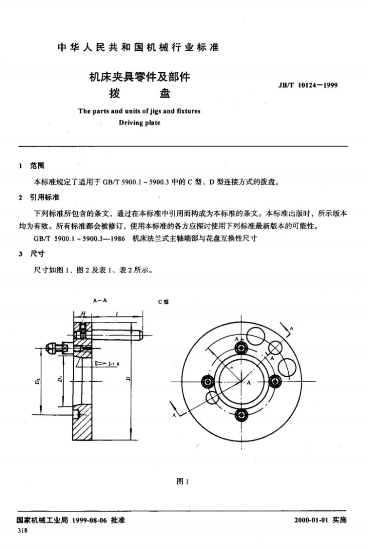 JB/T 10124-1999 机床夹具零件及部件 拨盘第2页预览图