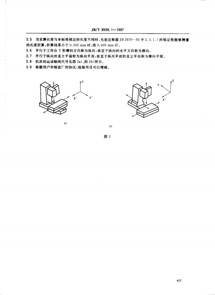 JB/T 8599.1-1997 数控仿型床身铣床 精度检验第3页预览图