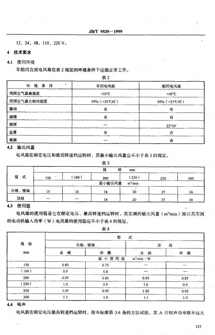 JB/T 9539-1999 车船用直流电风扇第3页预览图