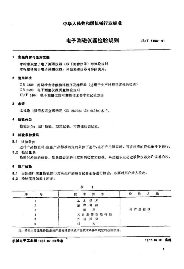JB/T 5463-1991 电子测磁仪器 检验规则第2页预览图