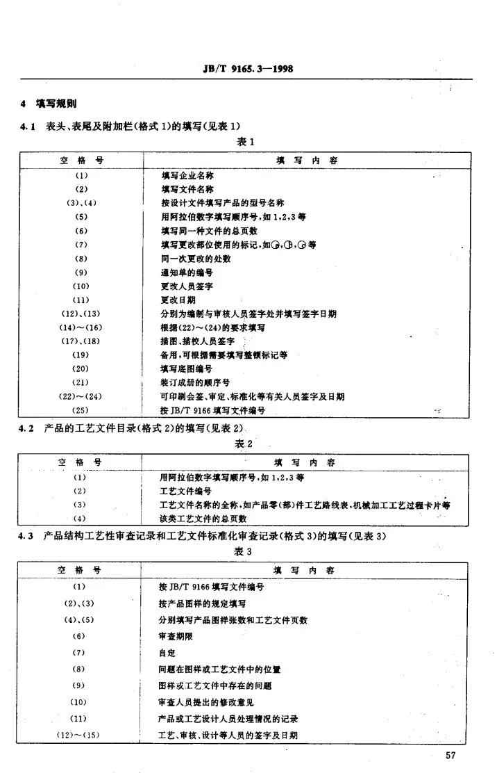 JB/T 9165.3-1998 管理用工艺文件 格式第3页预览图