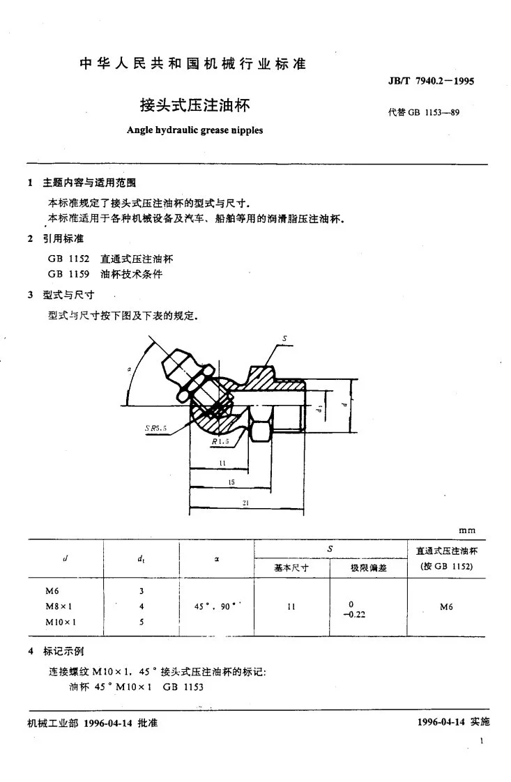 JB/T 7940.2-1995 接头式压注油杯第2页预览图