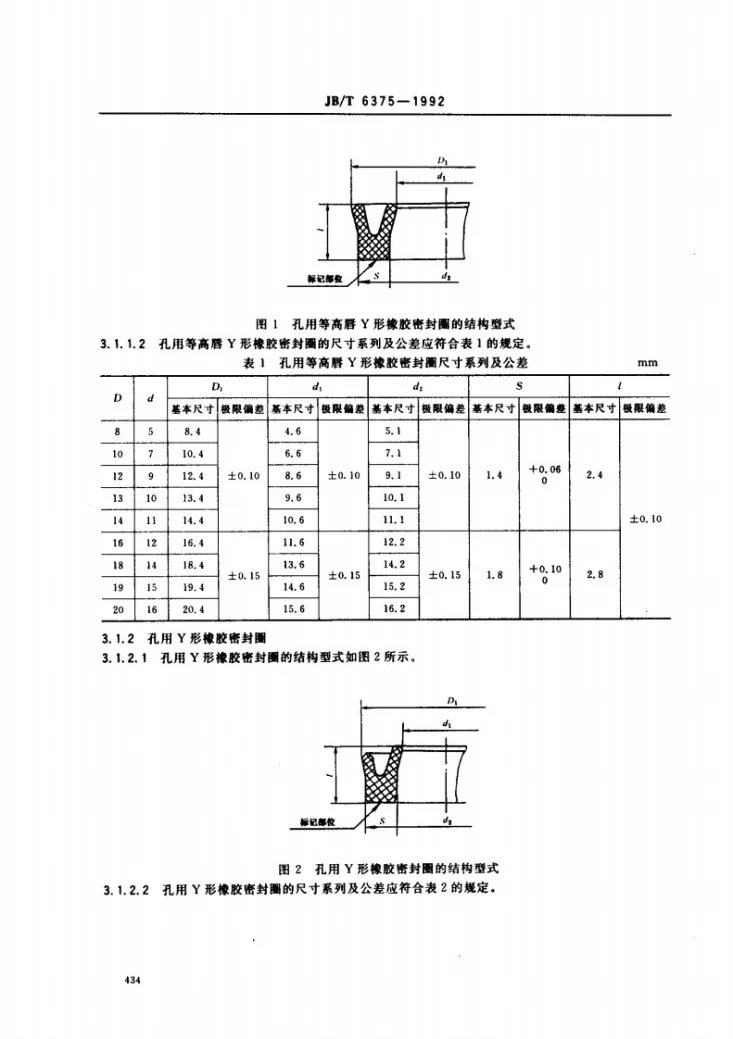 JB/T 6375-1992 气动阀用像胶密封圈尺寸系列和公差第2页预览图