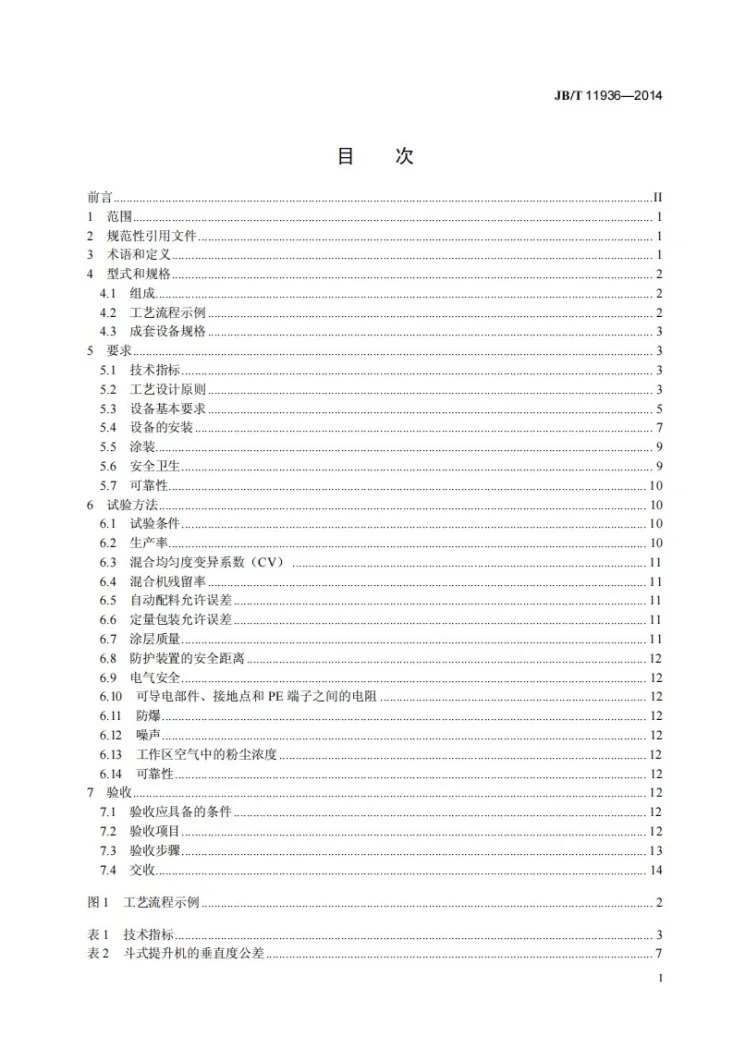 JB/T 11936-2014 添加剂预混合饲料成套设备技术规范第2页预览图