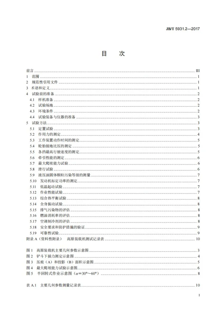 JB/T 5931.2-2017 高原型轮胎式装载机 第2部分：试验方法第3页预览图