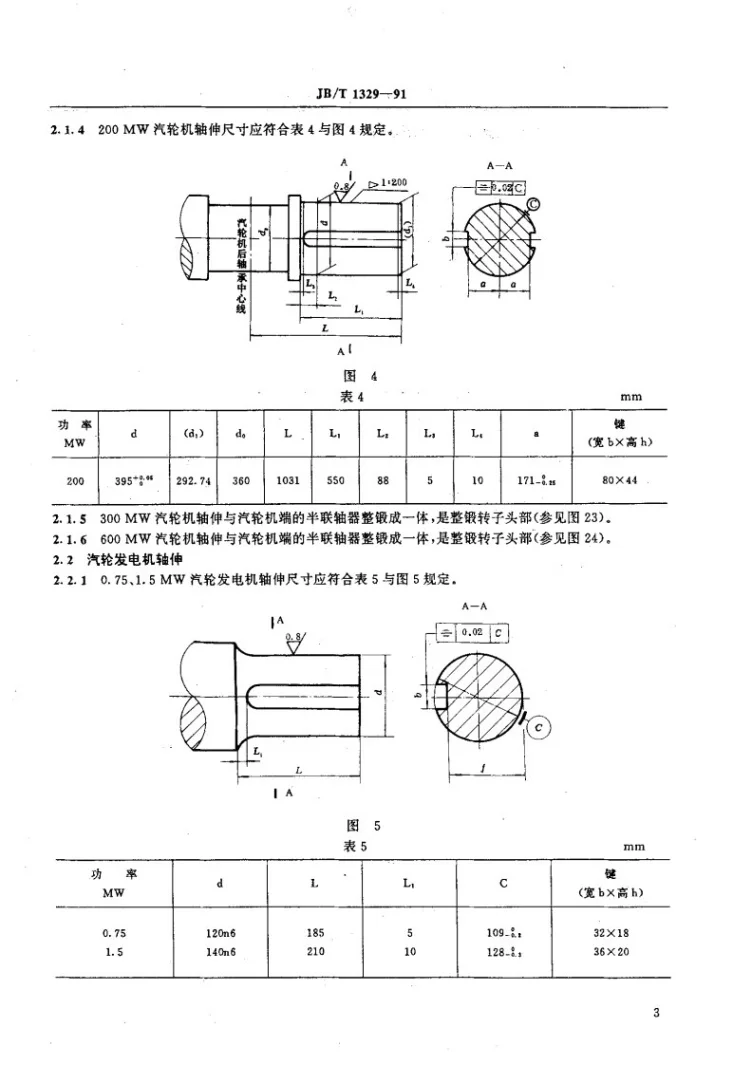 JB/T 1329-1991 汽轮机与汽轮发电机连接尺寸第3页预览图