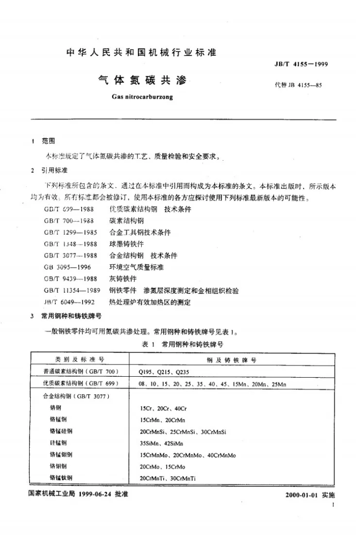 JB/T 4155-1999 气体氮碳共渗第3页预览图