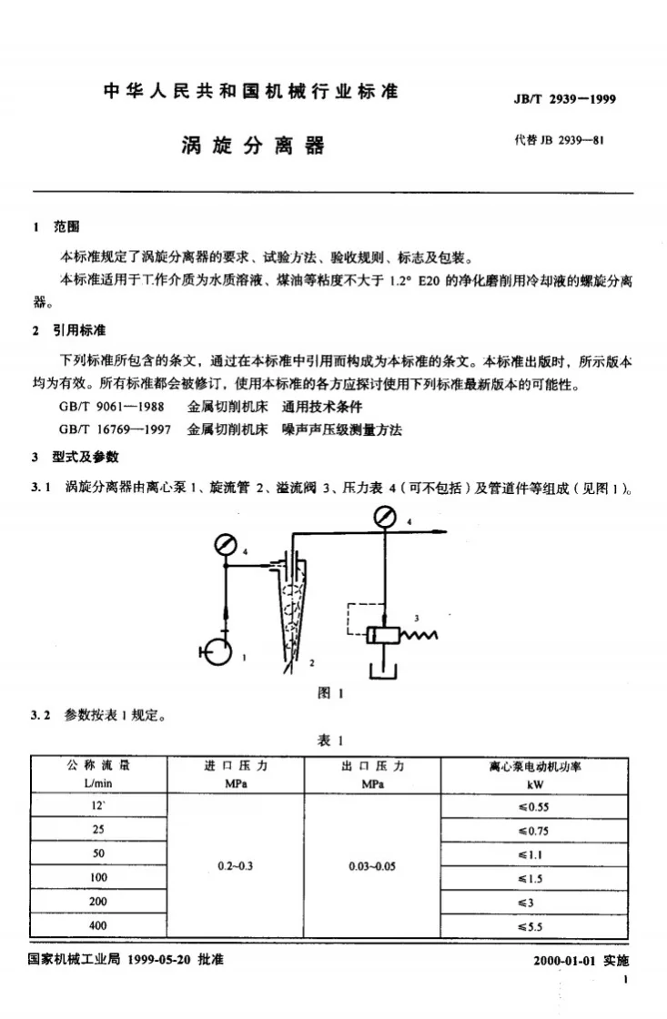 JB/T 2939-1999 涡旋分离器第3页预览图