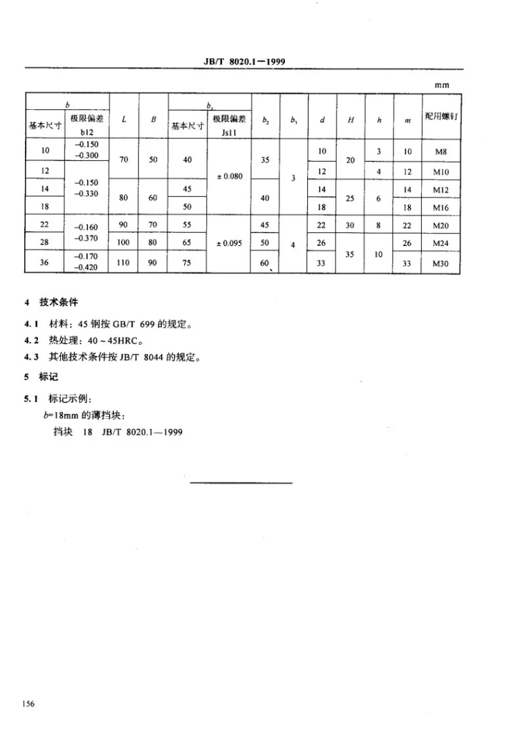 JB/T 8020.1-1999 机床夹具零件及部件 薄挡块第3页预览图