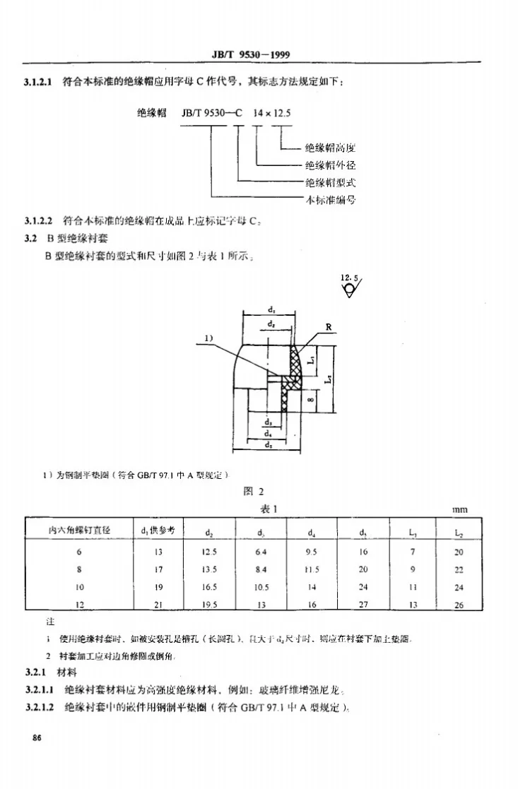 JB/T 9530-1999 电阻焊设备的绝缘帽和绝缘衬套第3页预览图