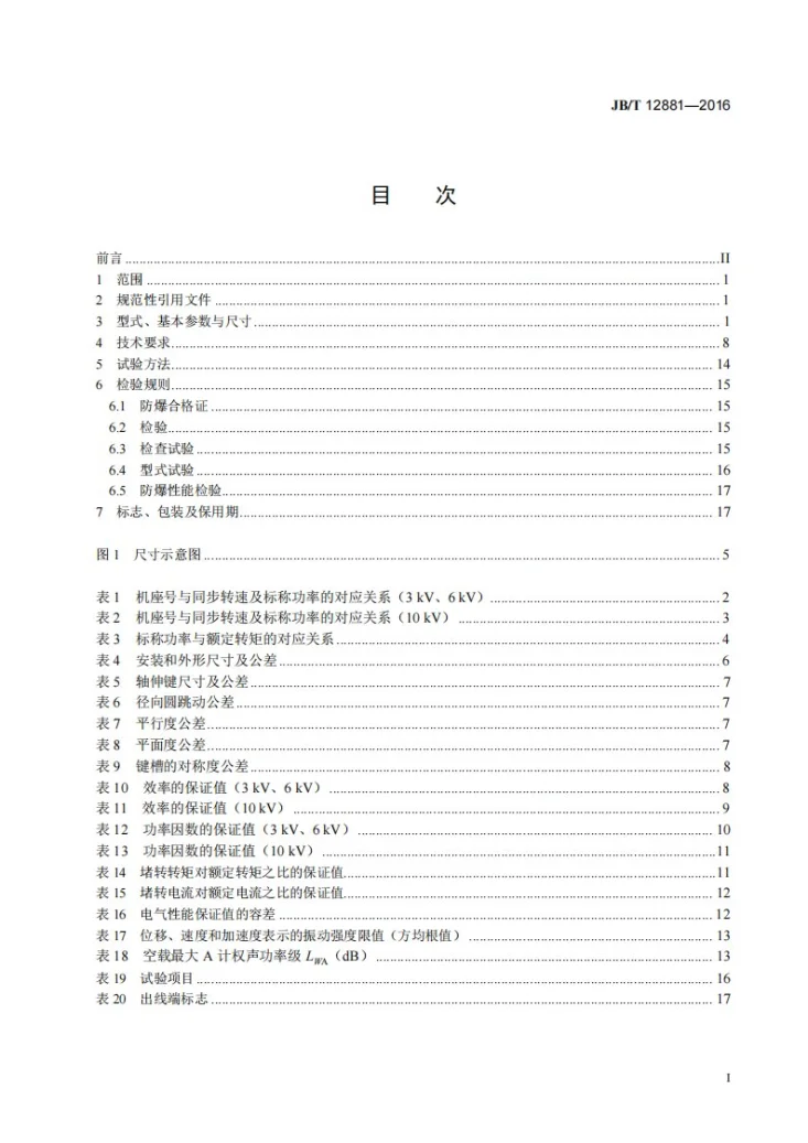 JB/T 12881-2016 YBBP系列高压隔爆型变频调速三相异步电动机 技术条件(机座号355~630)第2页预览图