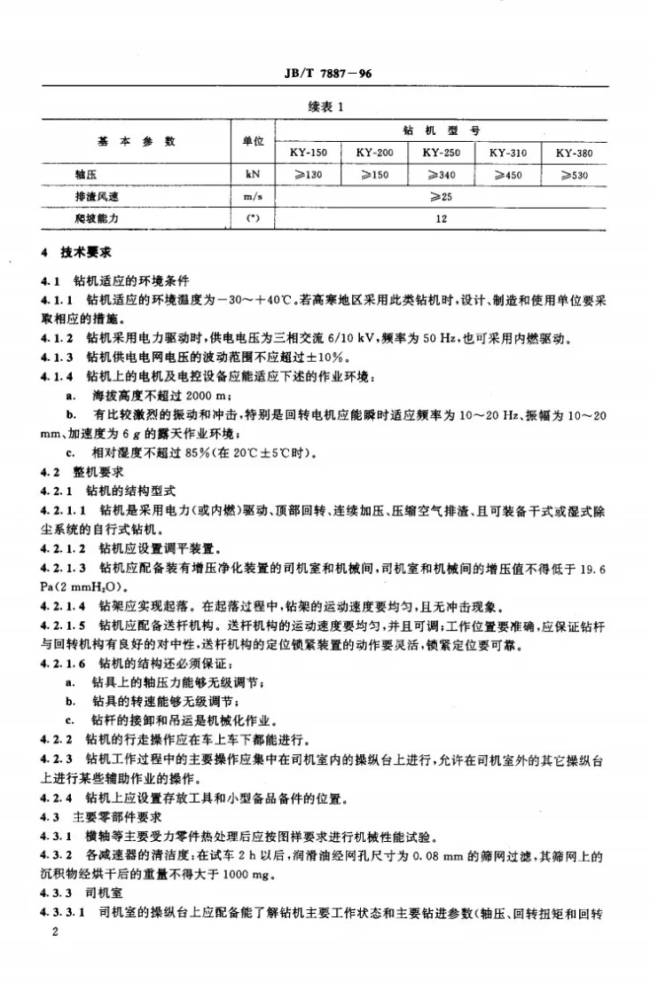 JB/T 7887-1996 KY系列牙轮钻机第3页预览图