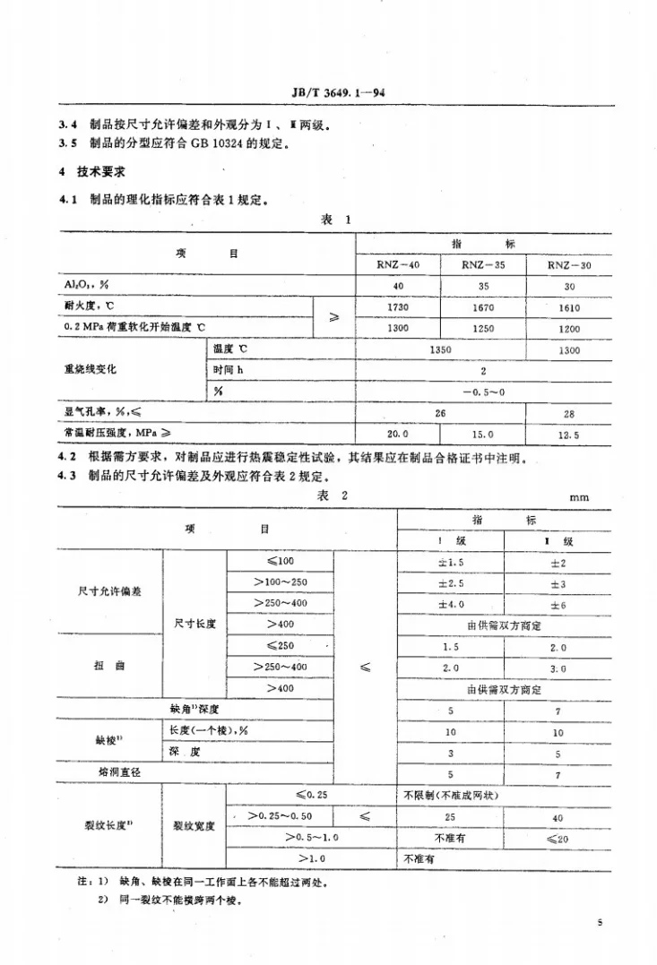 JB/T 3649.1-1994 电阻炉用耐火制品 粘土质耐火制品第2页预览图
