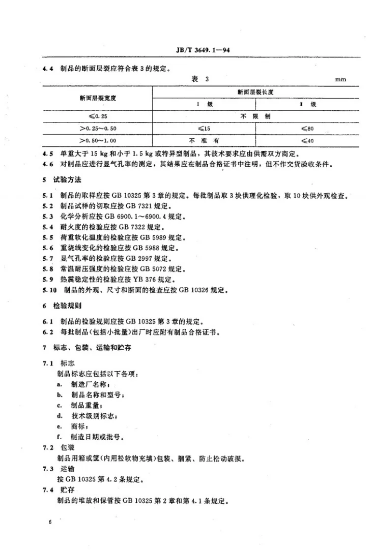 JB/T 3649.1-1994 电阻炉用耐火制品 粘土质耐火制品第3页预览图