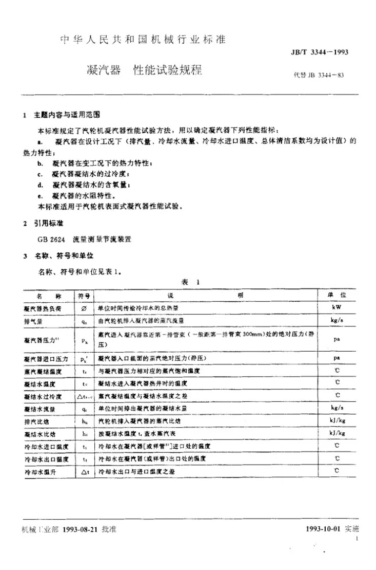 JB/T 3344-1993 凝汽器性能试验规程第2页预览图