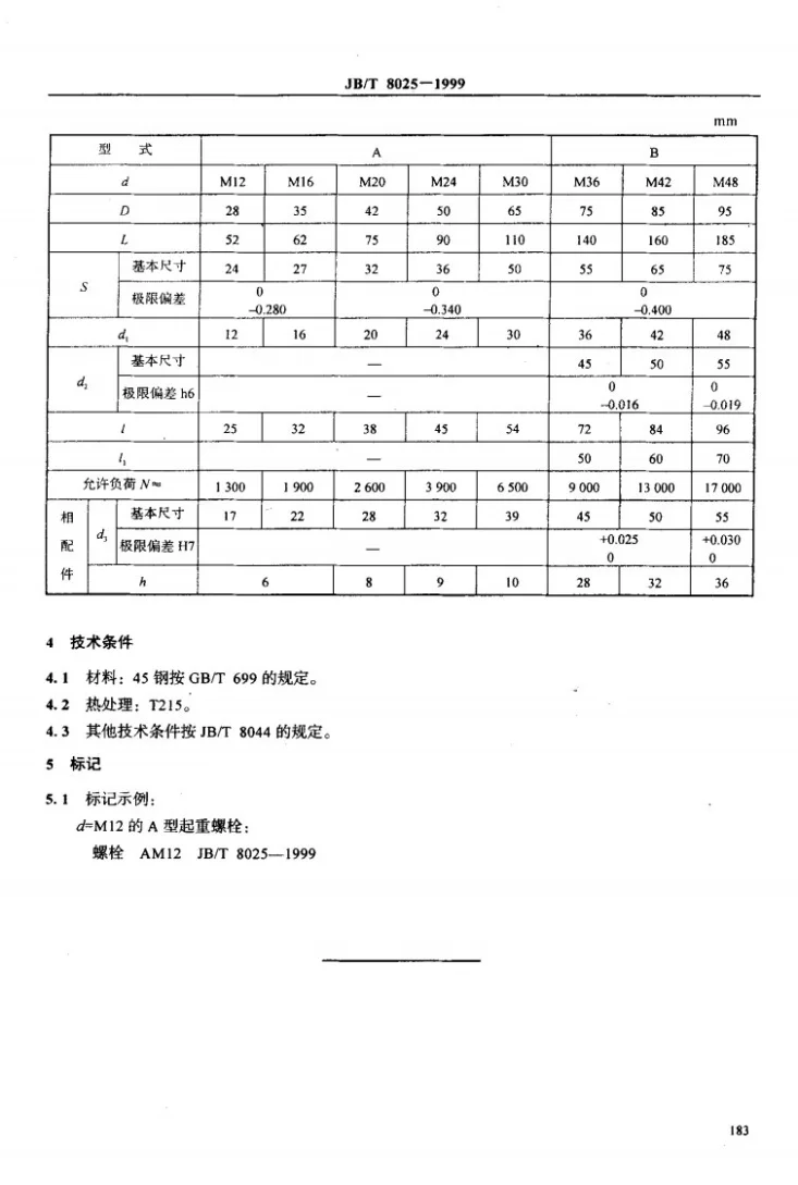 JB/T 8025-1999 机床夹具零件及部件 起重螺栓第3页预览图