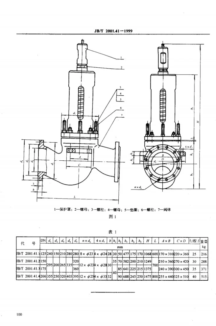 JB/T 2001.41-1999 水系统 溢流阀(PN=0.4～1.2MPa)第3页预览图