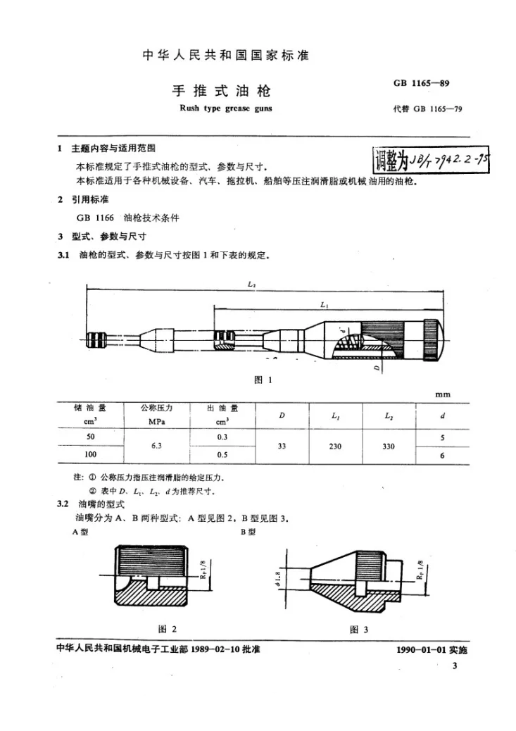 JB/T 7942.2-1995 手推式油枪第1页预览图